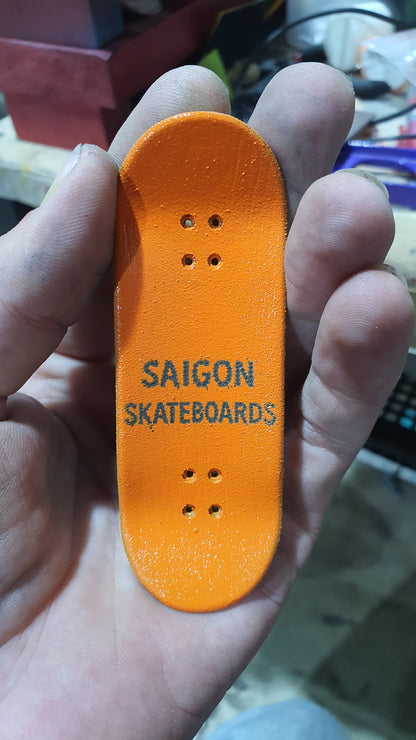 Saigon Skateboards 5-ply Canadian Maple Fingerboard 33mmx97mm Popsicle Shape Custom "black hole sun"