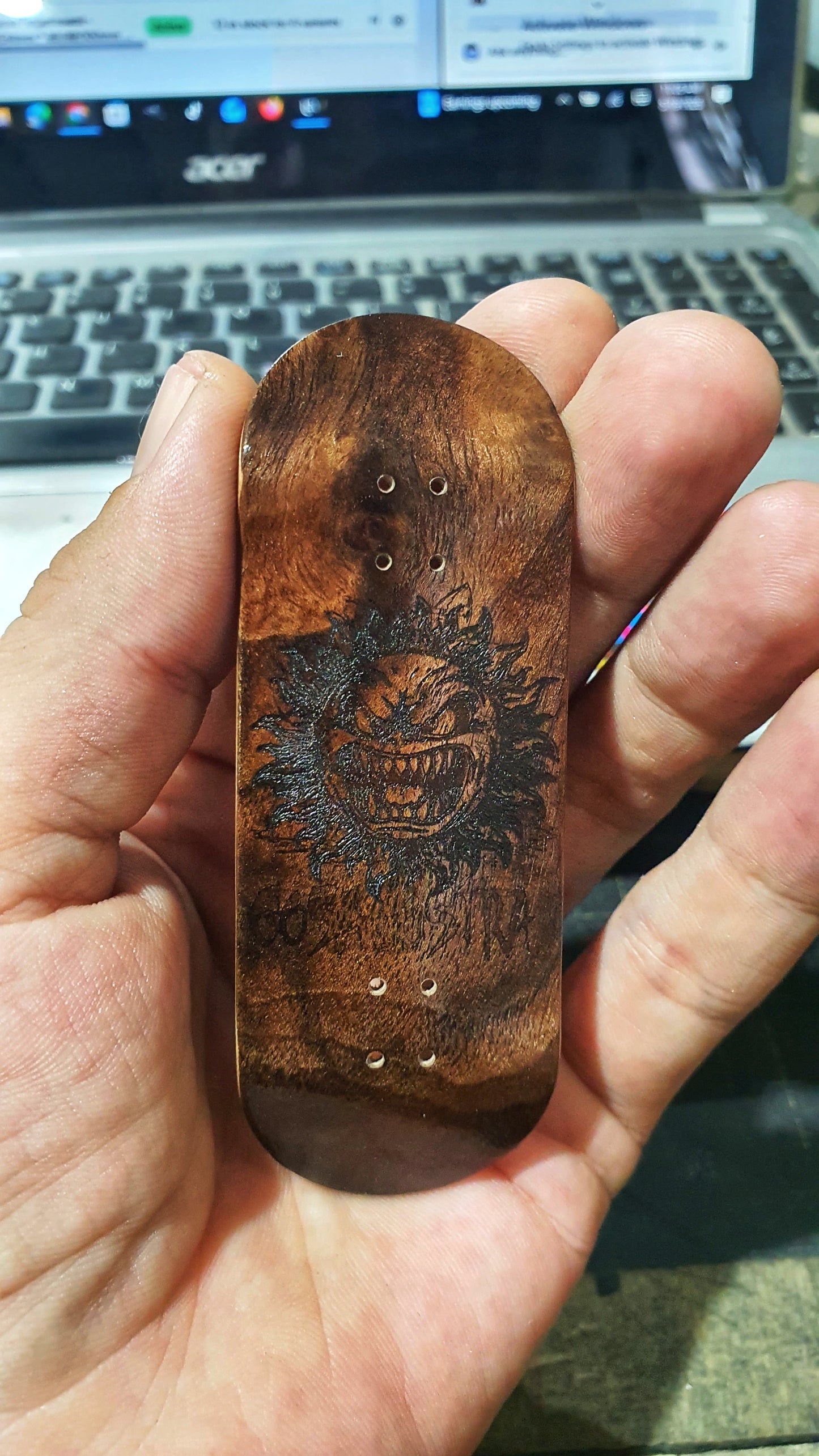 Cosa Nostra Handmade "Hateful Sun" 34mm Fingerboard. NFC enabled.
