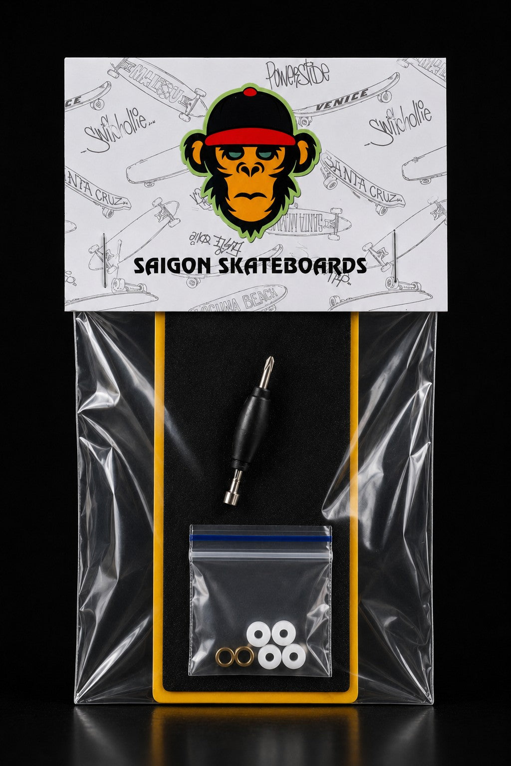 Standard Combo Fingerboard Accessories: Foam + Black Tool + 70A Bushing (Black, White and Orange)