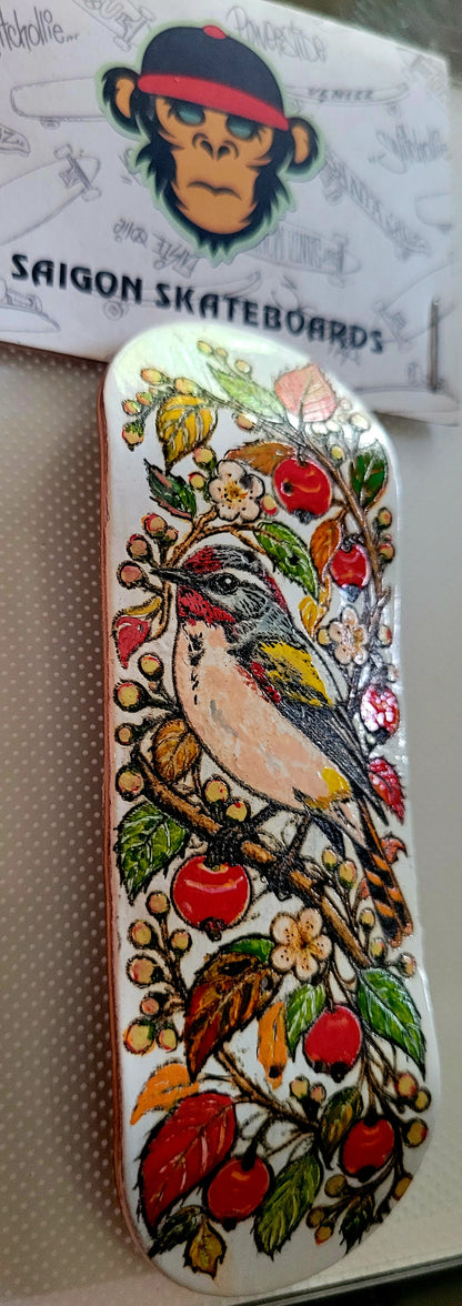 Bird graphic fingerboard deck, oval shape