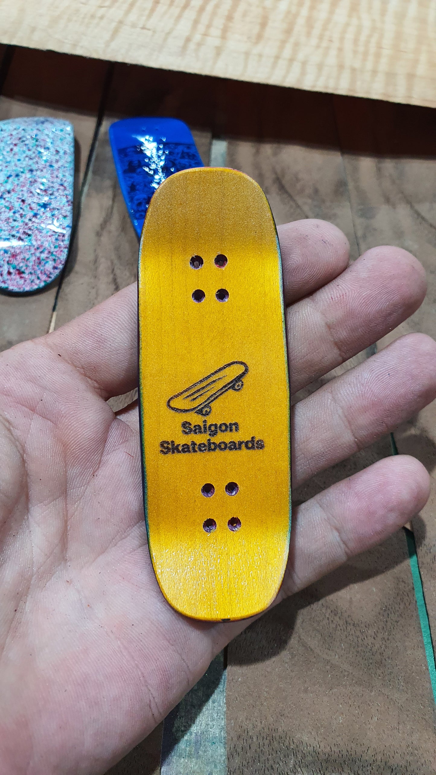 Saigon Skateboards "Logo" Fingerboard Deck – 5-Ply Canadian Maple 34mm Boxy Shape