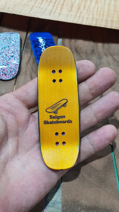 Saigon Skateboards "Logo" Fingerboard Deck – 5-Ply Canadian Maple 34mm Boxy Shape