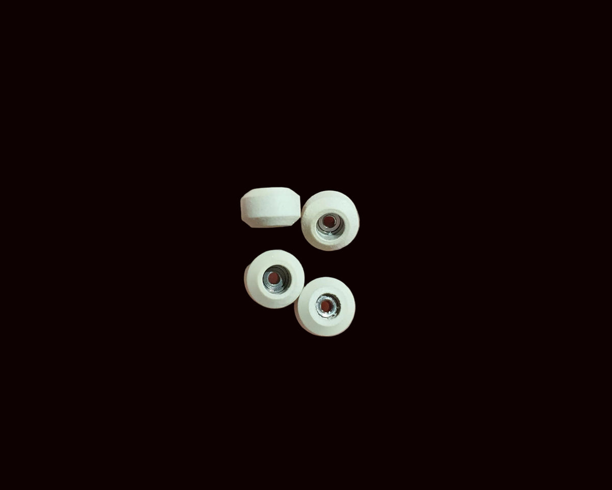 Saigon Skateboards Hybrid Ceramic Fingerboard Wheels, CNC 8x5.5mm, Ivory