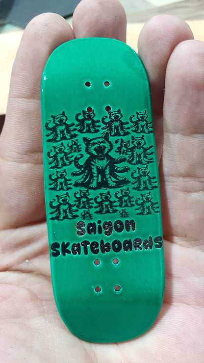 Saigon Skateboards "Cat o 9 arm" Fingerboard Deck – 5-Ply Canadian Maple 33.3mm Boxy Medium Concave
