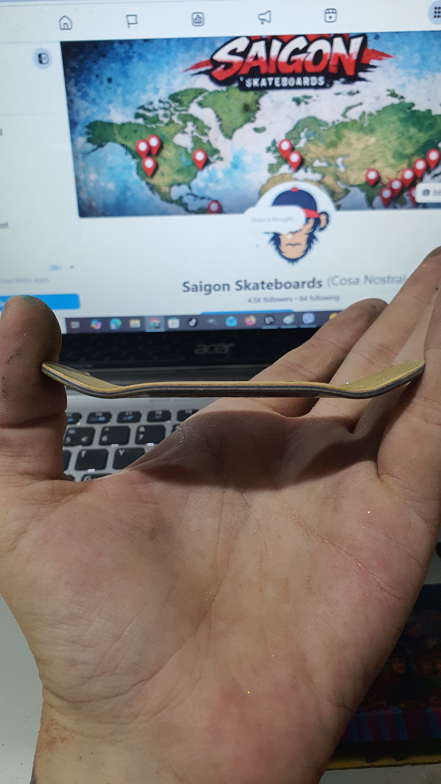 Saigon Skateboards 5-ply Canadian Maple Fingerboard 33mmx97mm Popsicle Shape Custom "office work"