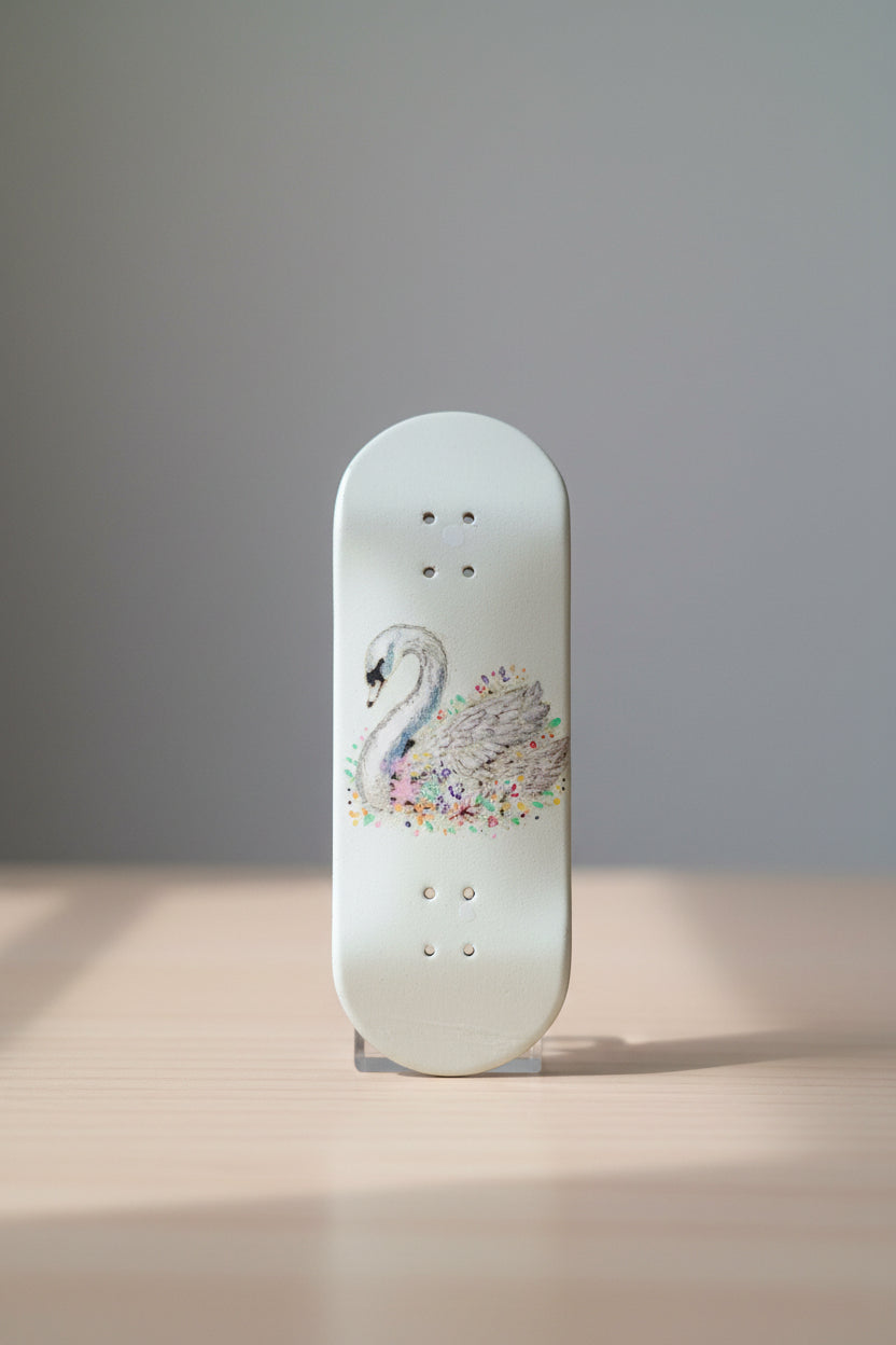Floral Swan 5ply Maple Fingerboard Deck - 33mm * 96mm - Popsicle - Medium