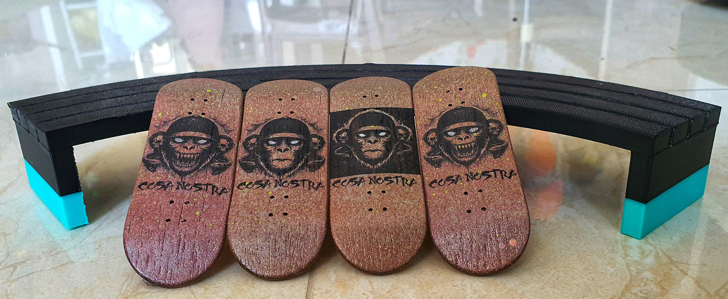 Cosa Nostra Handmade 34mmx98mm Limited Edition Logo Series Fingerboard Popsicle. Medium Concave & Kicks