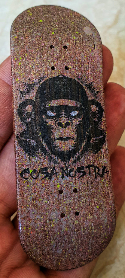 Cosa Nostra Handmade 34mmx98mm Limited Edition Logo Series Fingerboard Popsicle. Medium Concave & Kicks