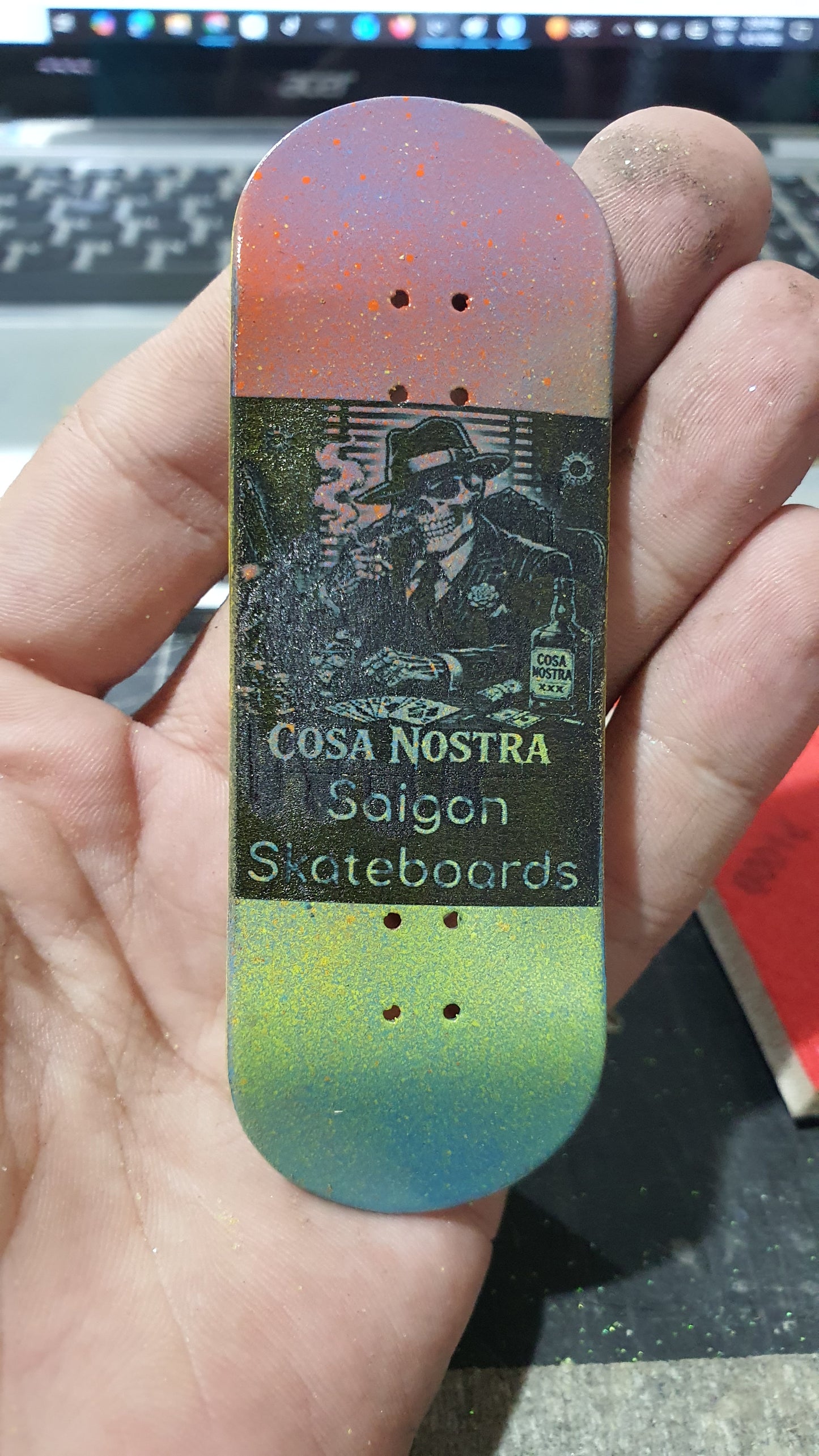Saigon Skateboards 5-ply Canadian Maple Fingerboard 33mmx97mm Popsicle Shape Custom "office work"