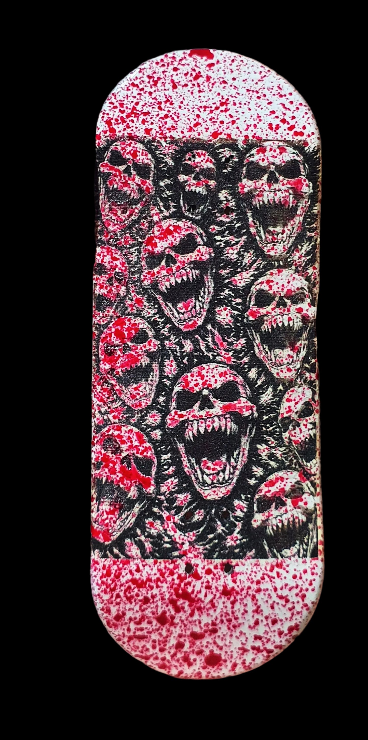 Saigon Skateboards "Blood Spatter" 5-ply Canadian Maple 34mmx99mm popsicle shape with medium kicks and concave.