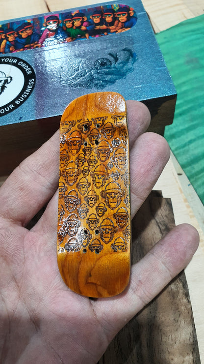 Cosa Nostra Handmade 5-Ply Fingerboard - Monkey Army Yellow Boxy Shape Maple, Mahogany & Engineered Veneer NFC Enabled
