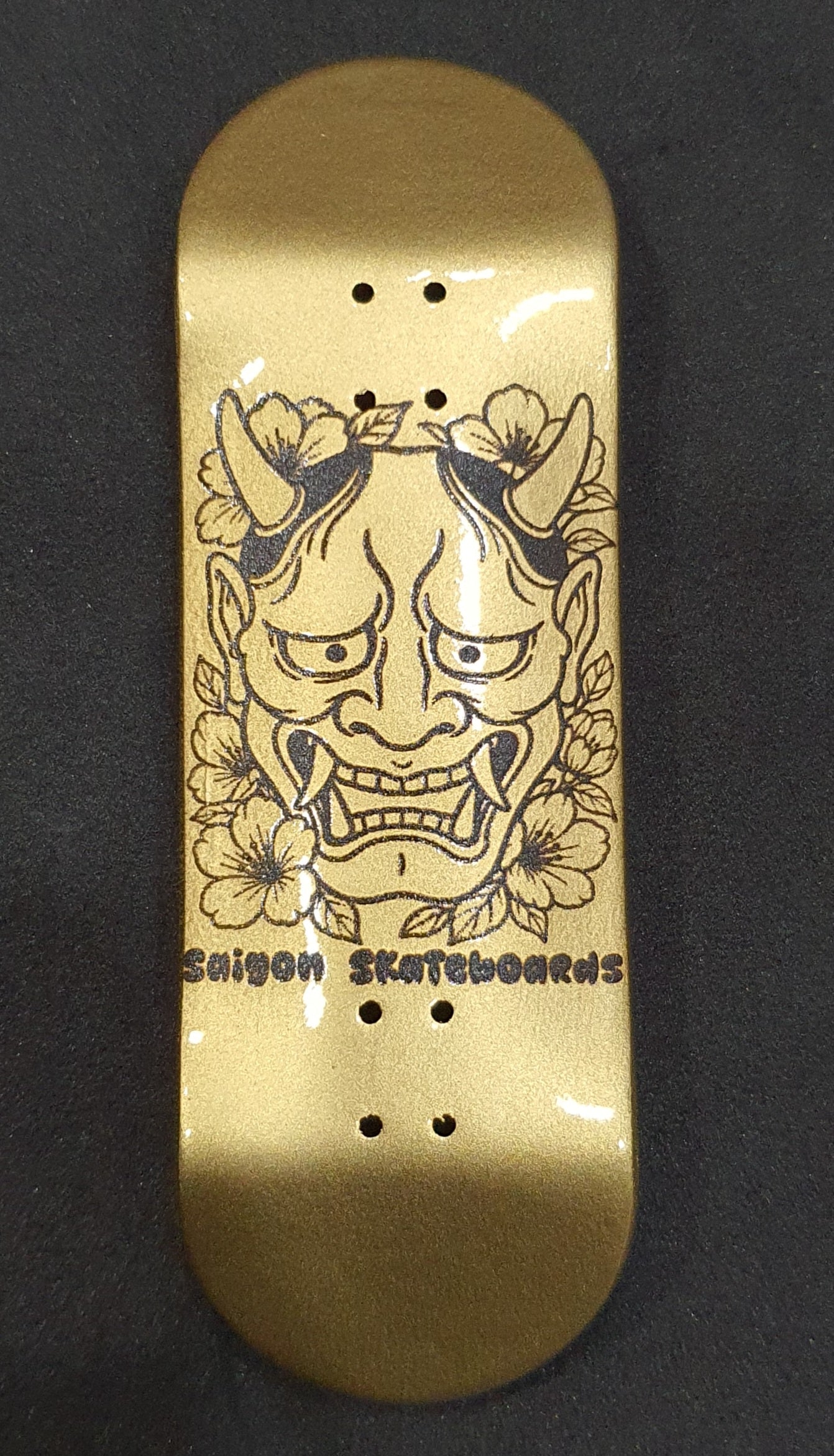 Saigon Skateboards "Gold Hannya" 32mm Fingerboard Deck