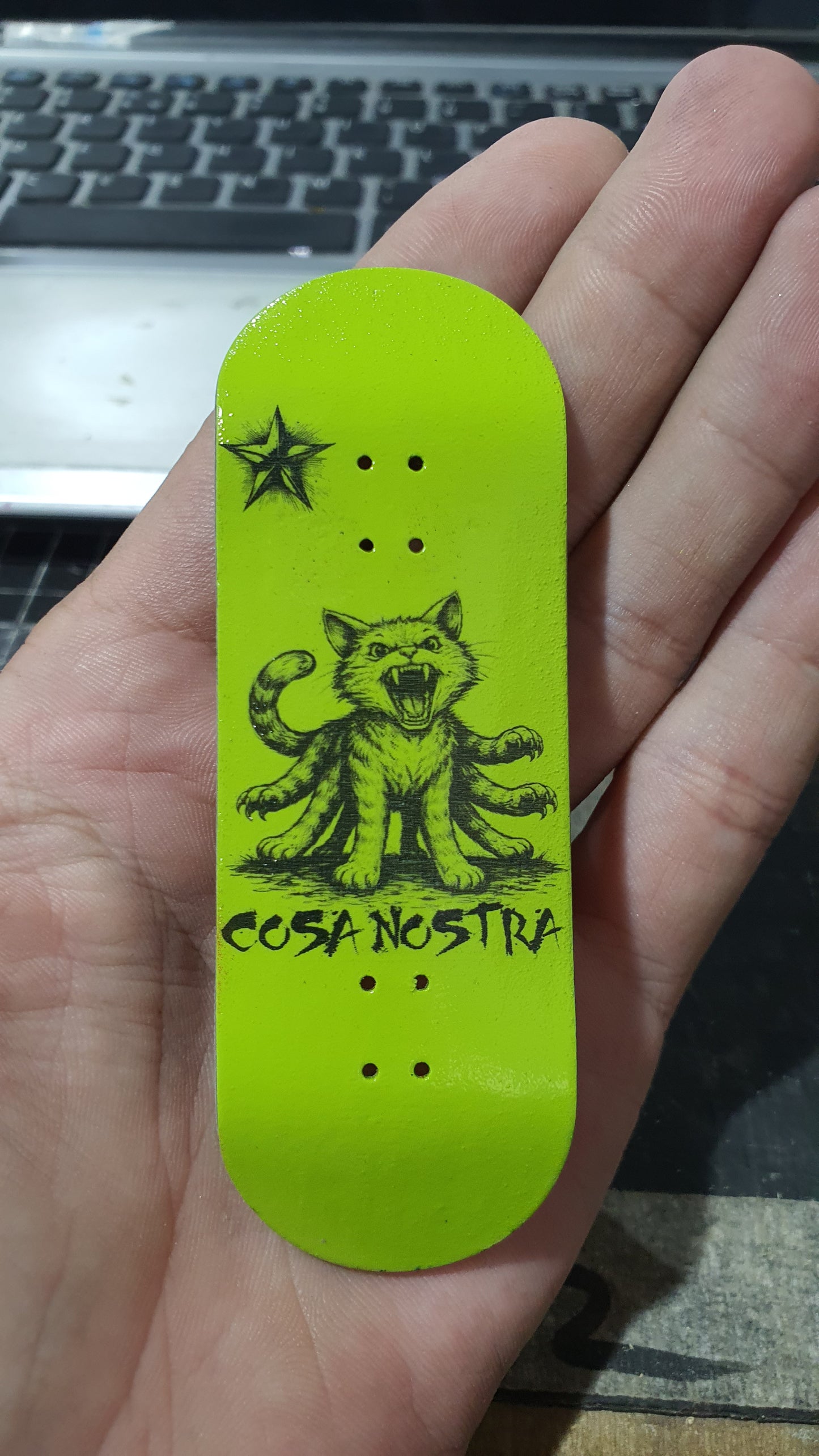 Saigon Skateboards 5-ply Canadian Maple Fingerboard 32mmx98mm Popsicle "Cat o' 9 legs"
