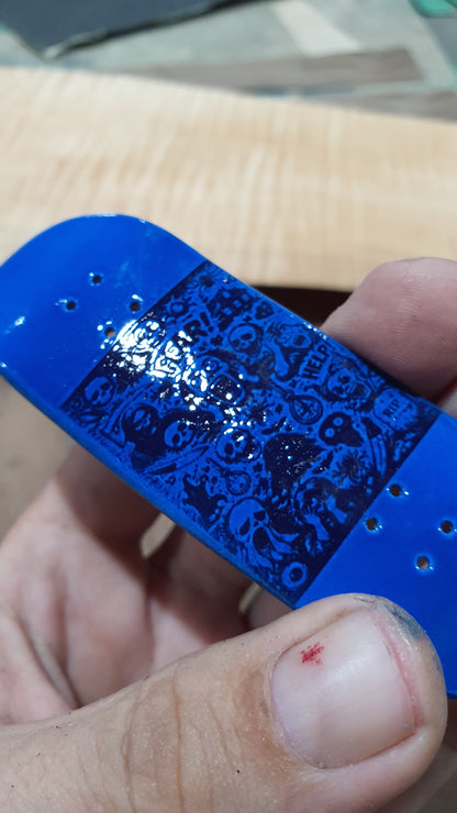 Saigon Skateboards "Fear" Fingerboard Deck – 5-Ply Canadian Maple 32mm Candy Blue