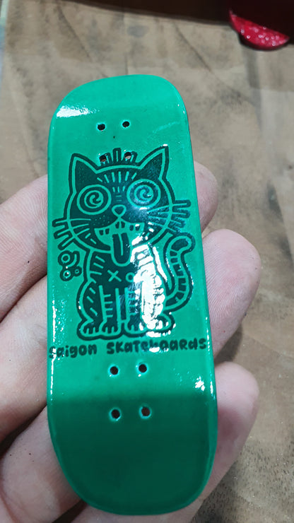 Saigon Skateboards "Sanity Cat" Fingerboard Deck – 5-Ply Canadian Maple 32mm Boxy