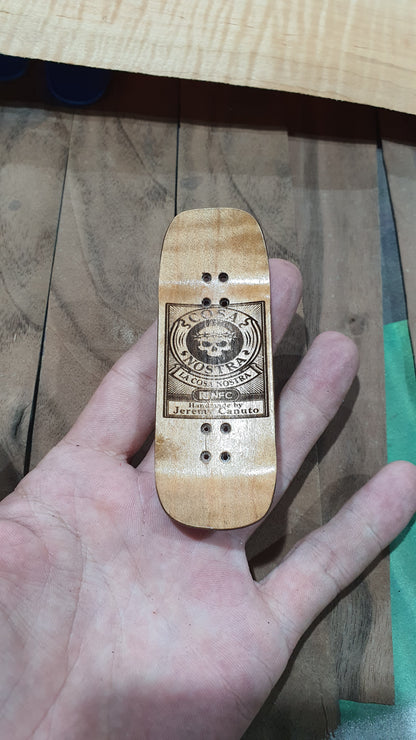 Cosa Nostra Handmade Fingerboard Deck "Hannya" – 6-Ply Canadian Maple, Ebony & Moosewood 34mm Boxy NFC Enabled