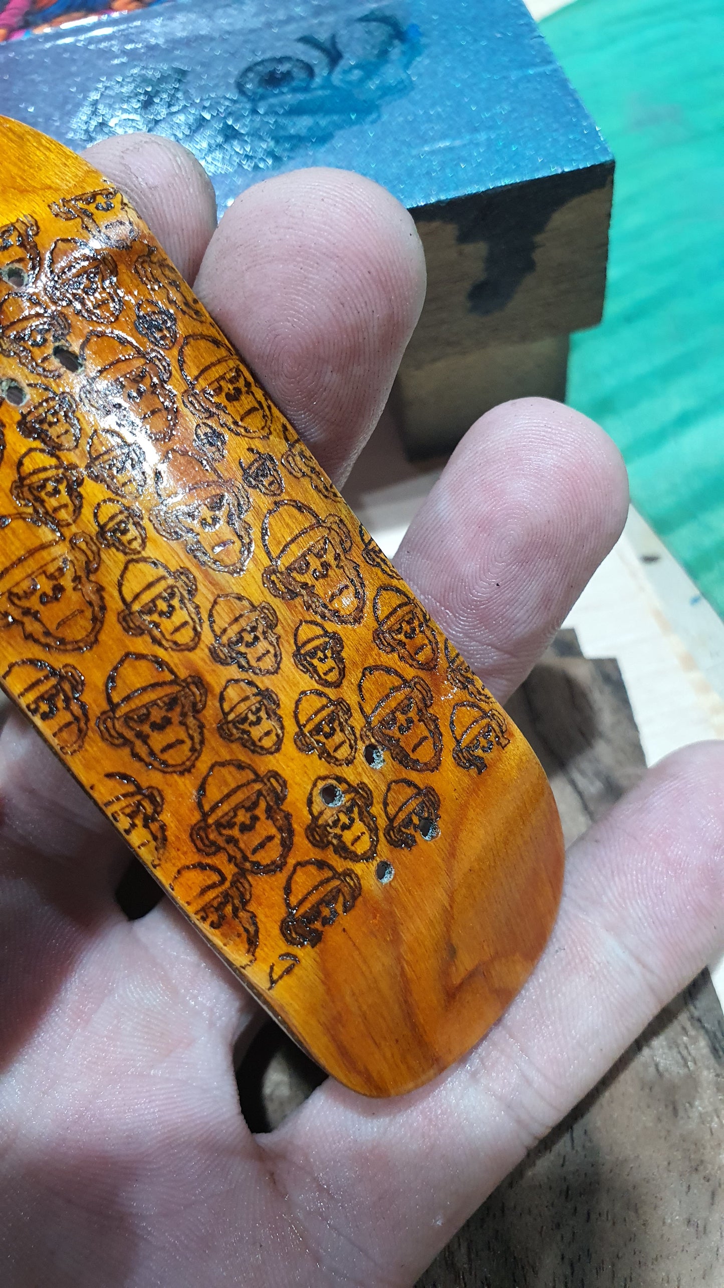 Cosa Nostra Handmade 5-Ply Fingerboard - Monkey Army Yellow Boxy Shape Maple, Mahogany & Engineered Veneer NFC Enabled