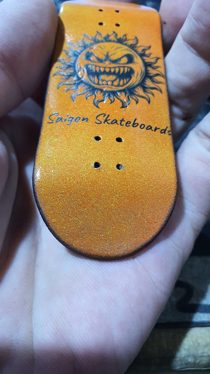 Saigon Skateboards 5-ply Canadian Maple Fingerboard 33mmx97mm Popsicle "Mr Sun"