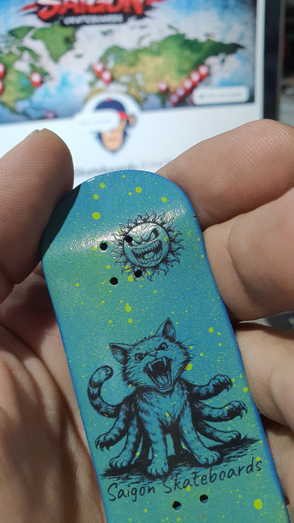 Saigon Skateshop 5-ply Canadian Maple Fingerboard 33mmx97mm Popsicle Shape "Cat in the sun"