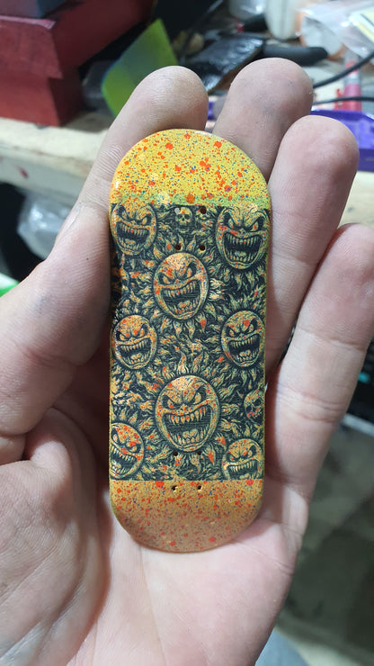 Saigon Skateboards 5-ply Canadian Maple Fingerboard 33mmx97mm Popsicle Shape Custom "black hole sun"