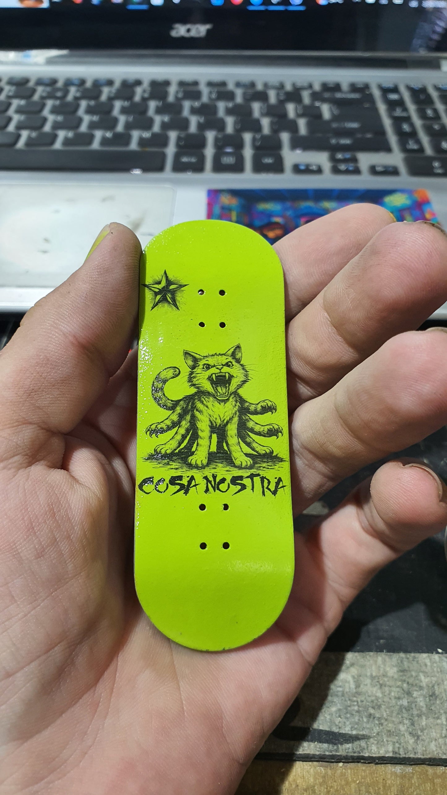 Saigon Skateboards 5-ply Canadian Maple Fingerboard 32mmx98mm Popsicle "Cat o' 9 legs"