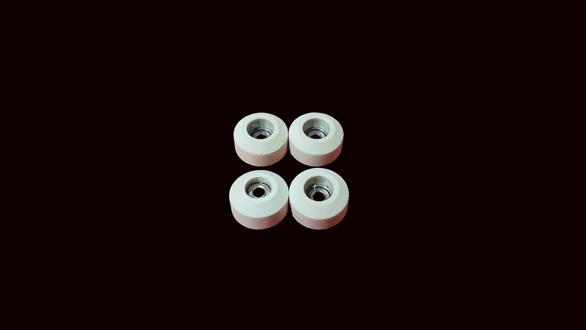 Saigon Skateboards Hybrid Ceramic Fingerboard Wheels, CNC 8x5.5mm, Ivory
