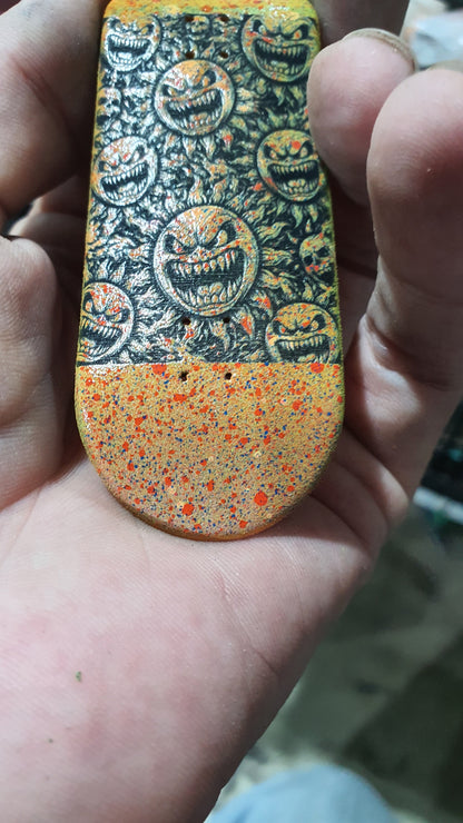 Saigon Skateboards 5-ply Canadian Maple Fingerboard 33mmx97mm Popsicle Shape Custom "black hole sun"
