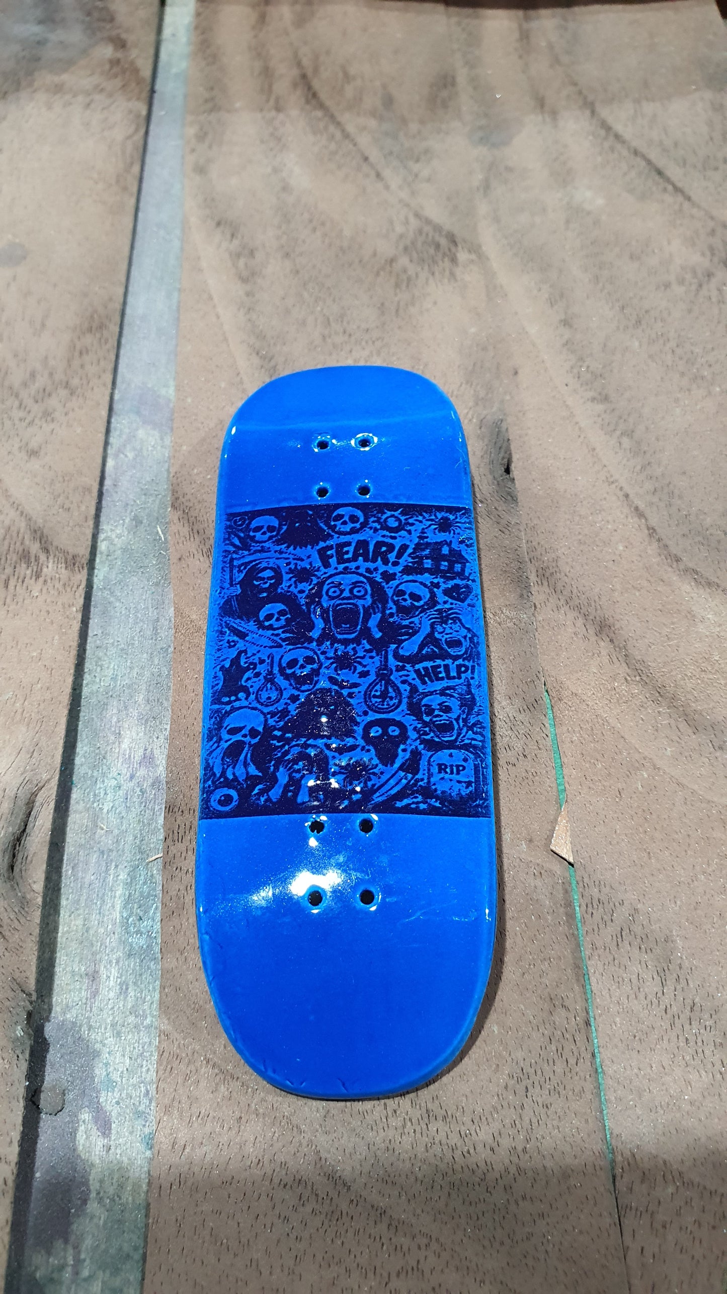 Saigon Skateboards "Fear" Fingerboard Deck – 5-Ply Canadian Maple 32mm Candy Blue