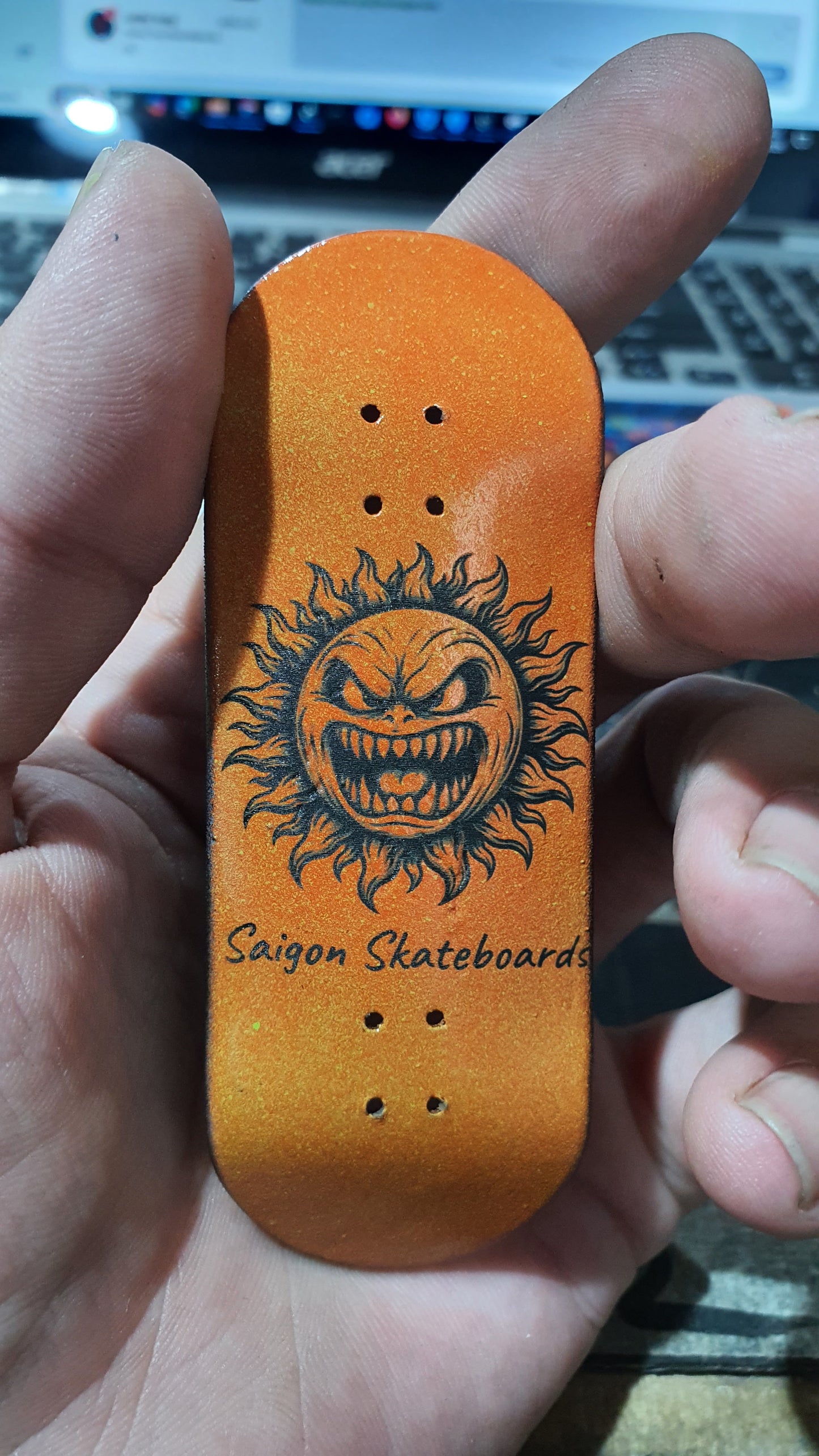Saigon Skateboards 5-ply Canadian Maple Fingerboard 33mmx97mm Popsicle "Mr Sun"