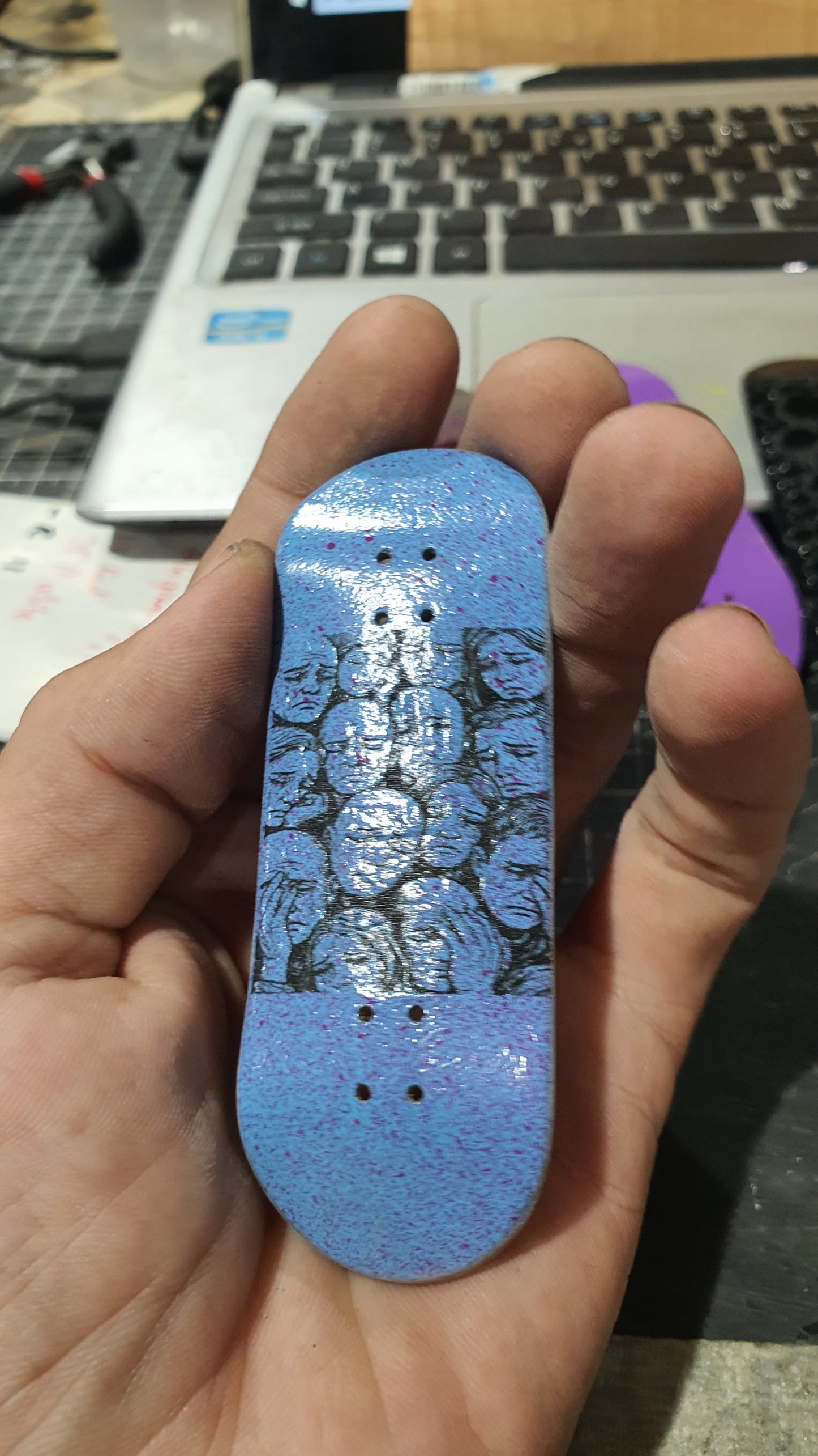 Saigon Skateboards 34mmx97mm 5-ply Canadian Maple Fingerboard "Faces of sadness "