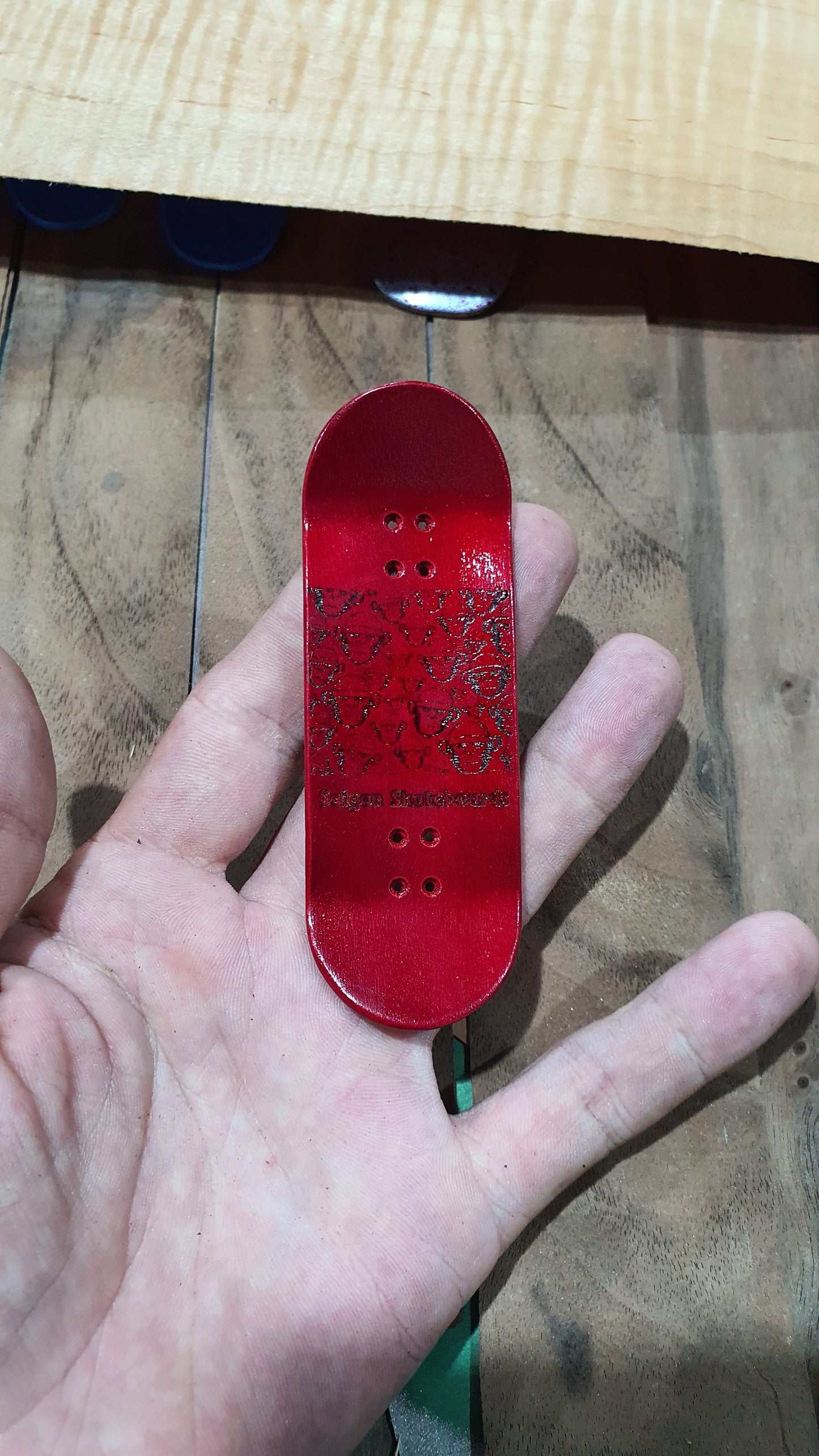 Saigon Skateboards "Blood Stains" Fingerboard Deck – 5-Ply Canadian Maple 34mm Popsicle