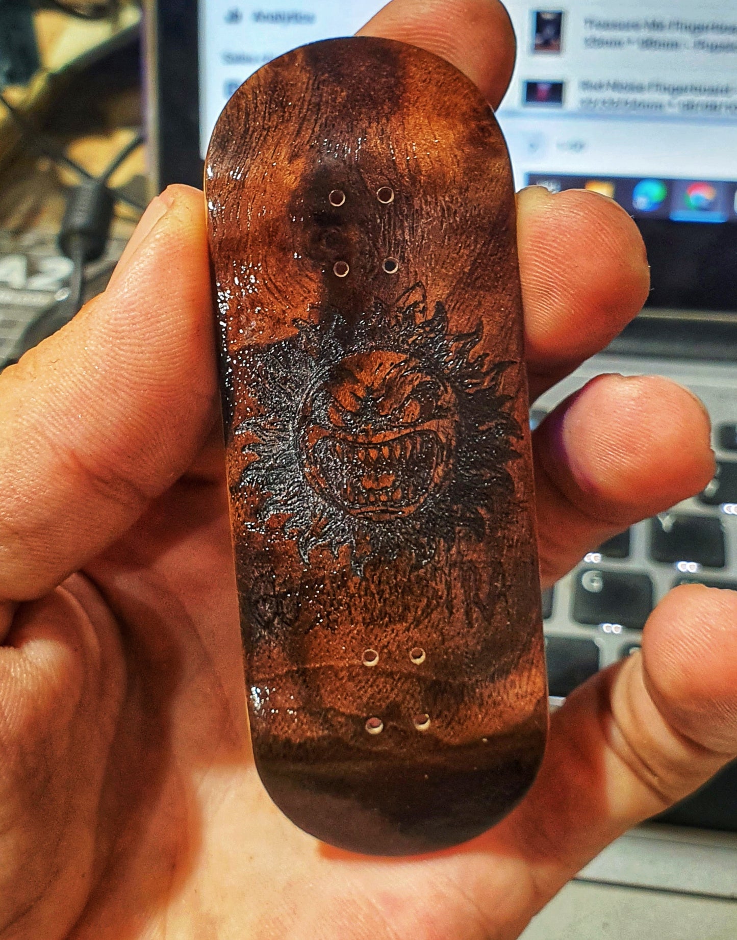 Cosa Nostra Handmade "Hateful Sun" 34mm Fingerboard. NFC enabled.