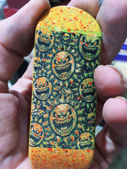 Saigon Skateboards 5-ply Canadian Maple Fingerboard 33mmx97mm Popsicle Shape Custom "black hole sun"