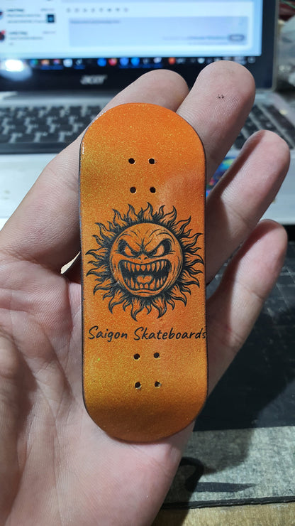 Saigon Skateboards 5-ply Canadian Maple Fingerboard 33mmx97mm Popsicle "Mr Sun"