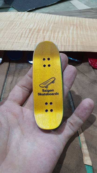 Saigon Skateboards "Masks" Fingerboard Deck – 5-Ply Canadian Maple 32mm Boxy Medium Concave
