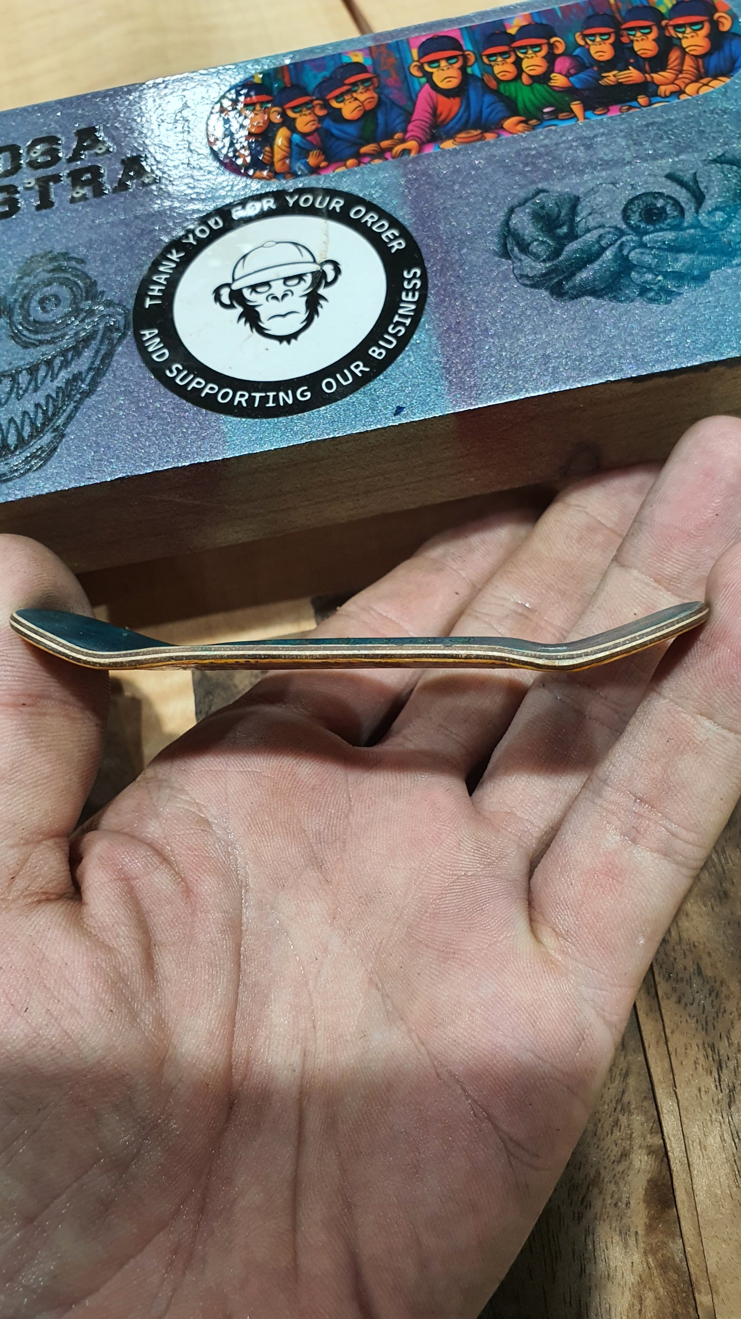 Cosa Nostra Handmade 5-Ply Fingerboard - Monkey Army Yellow Boxy Shape Maple, Mahogany & Engineered Veneer NFC Enabled