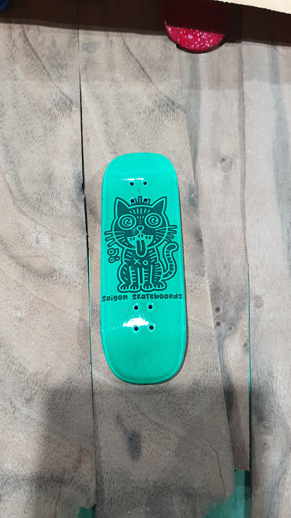 Saigon Skateboards "Sanity Cat" Fingerboard Deck – 5-Ply Canadian Maple 32mm Boxy