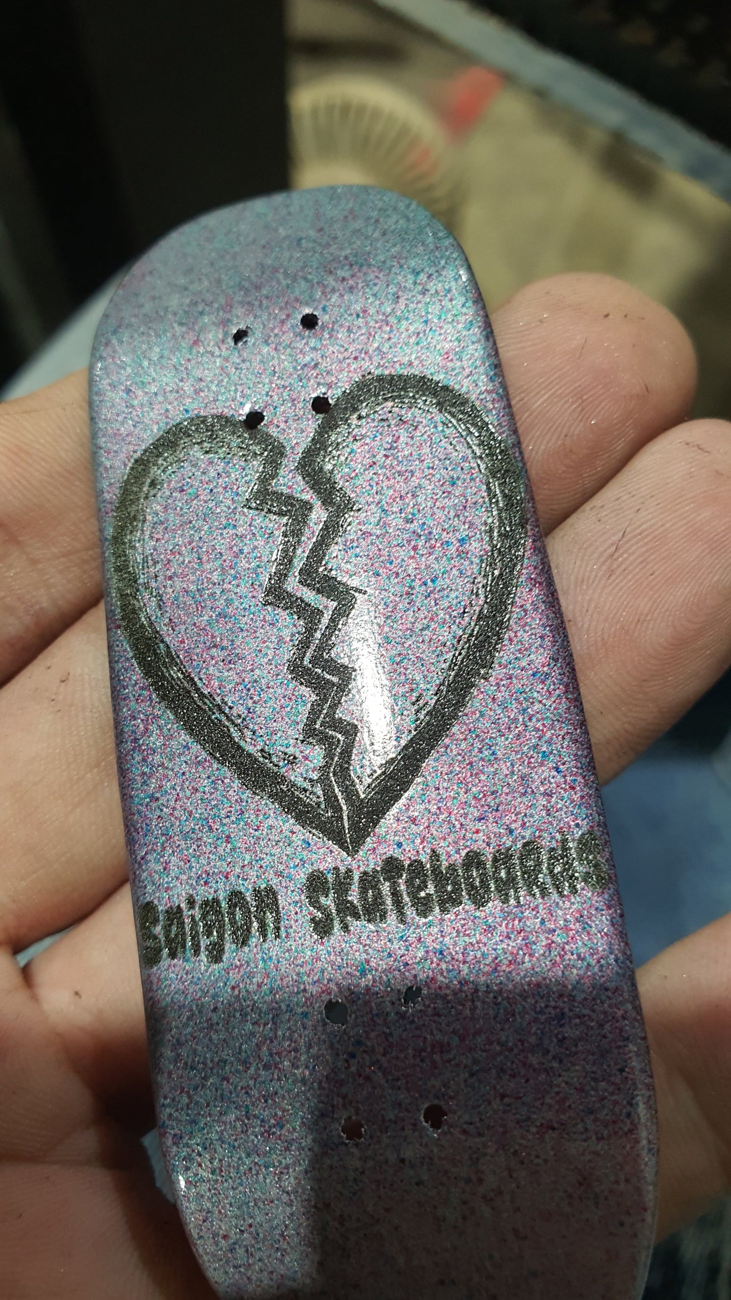 Saigon Skateboards "Broken Heart" 34mm Fingerboard Deck