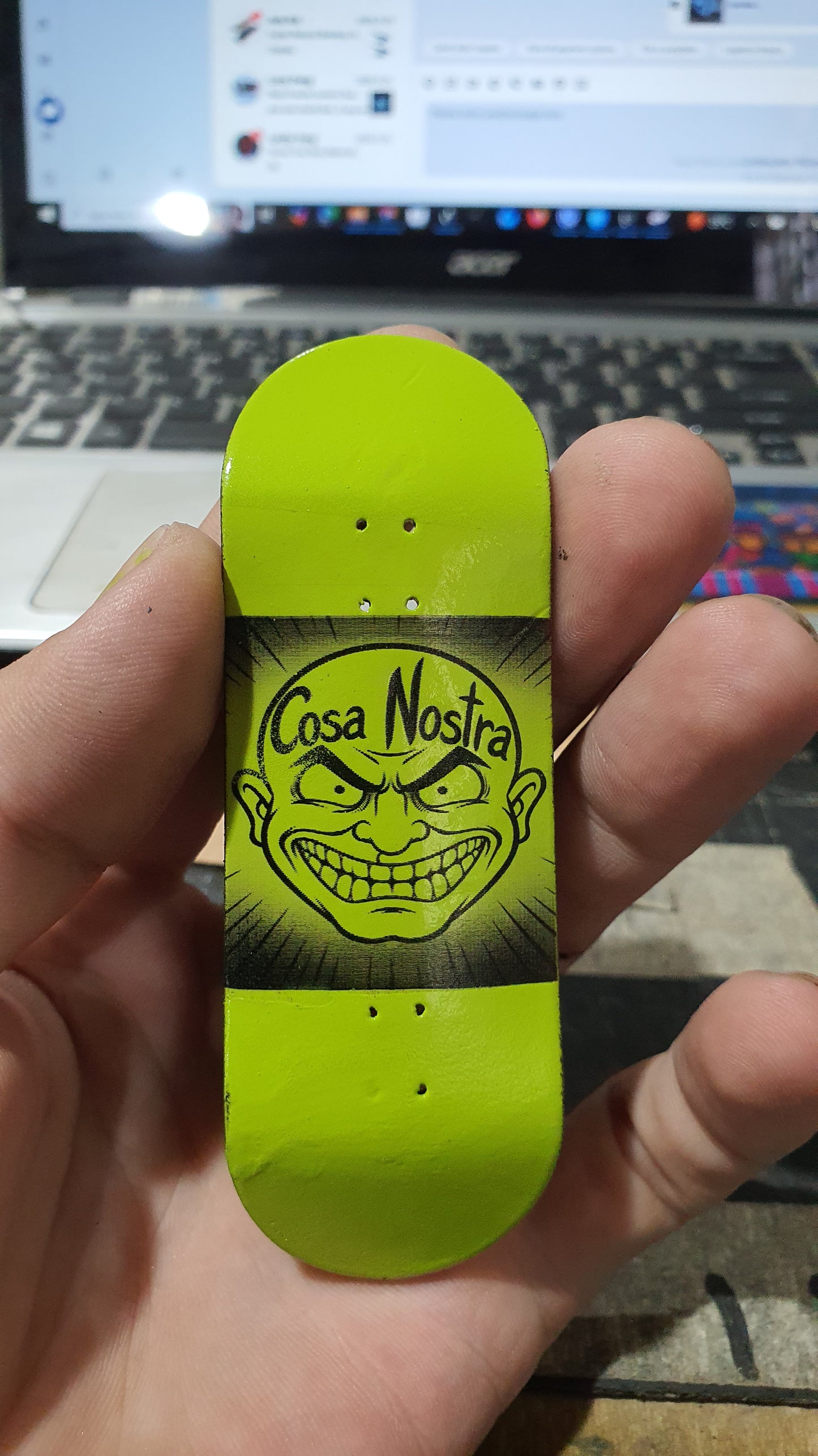 Saigon Skateboards 5-ply Canadian Maple Fingerboard 33mmx97mm Popsicle "Tattoo Face"