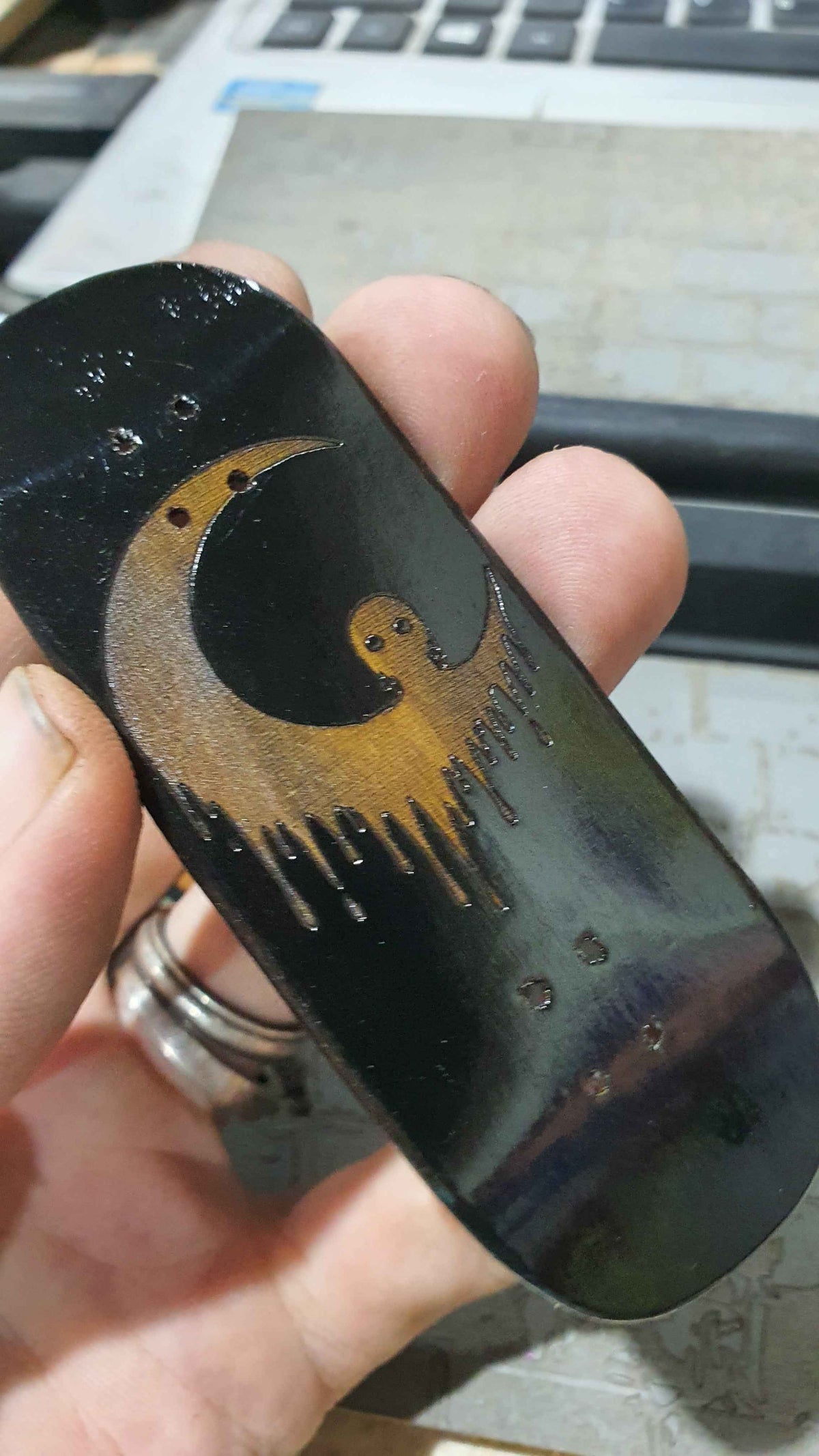 Achieve Precision and Style with the Saigon Skateboards Man in the Moon 34mm Fingerboard Deck