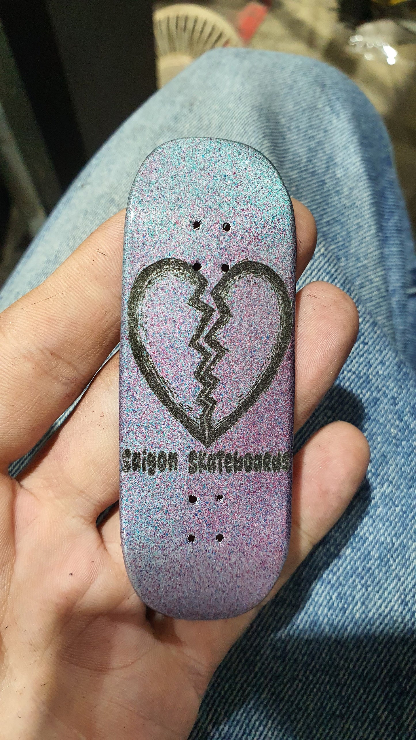Saigon Skateboards "Broken Heart" 34mm Fingerboard Deck