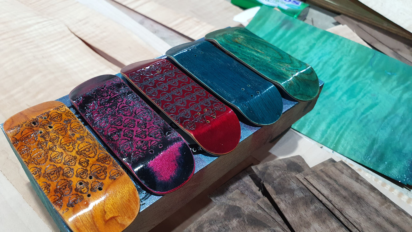 Cosa Nostra Handmade 5-Ply Fingerboard - Monkey Army Yellow Boxy Shape Maple, Mahogany & Engineered Veneer NFC Enabled