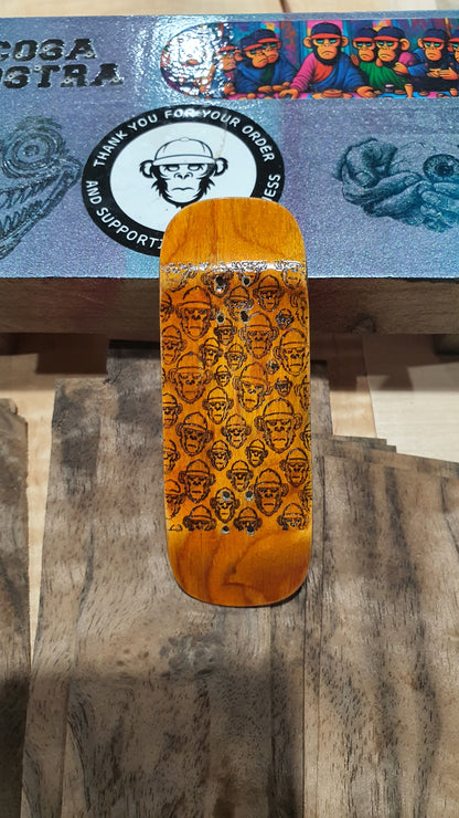 Cosa Nostra Handmade 5-Ply Fingerboard - Monkey Army Yellow Boxy Shape Maple, Mahogany & Engineered Veneer NFC Enabled