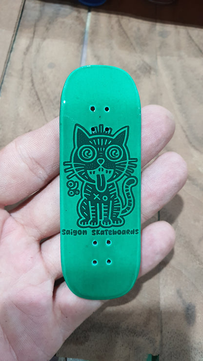 Saigon Skateboards "Sanity Cat" Fingerboard Deck – 5-Ply Canadian Maple 32mm Boxy