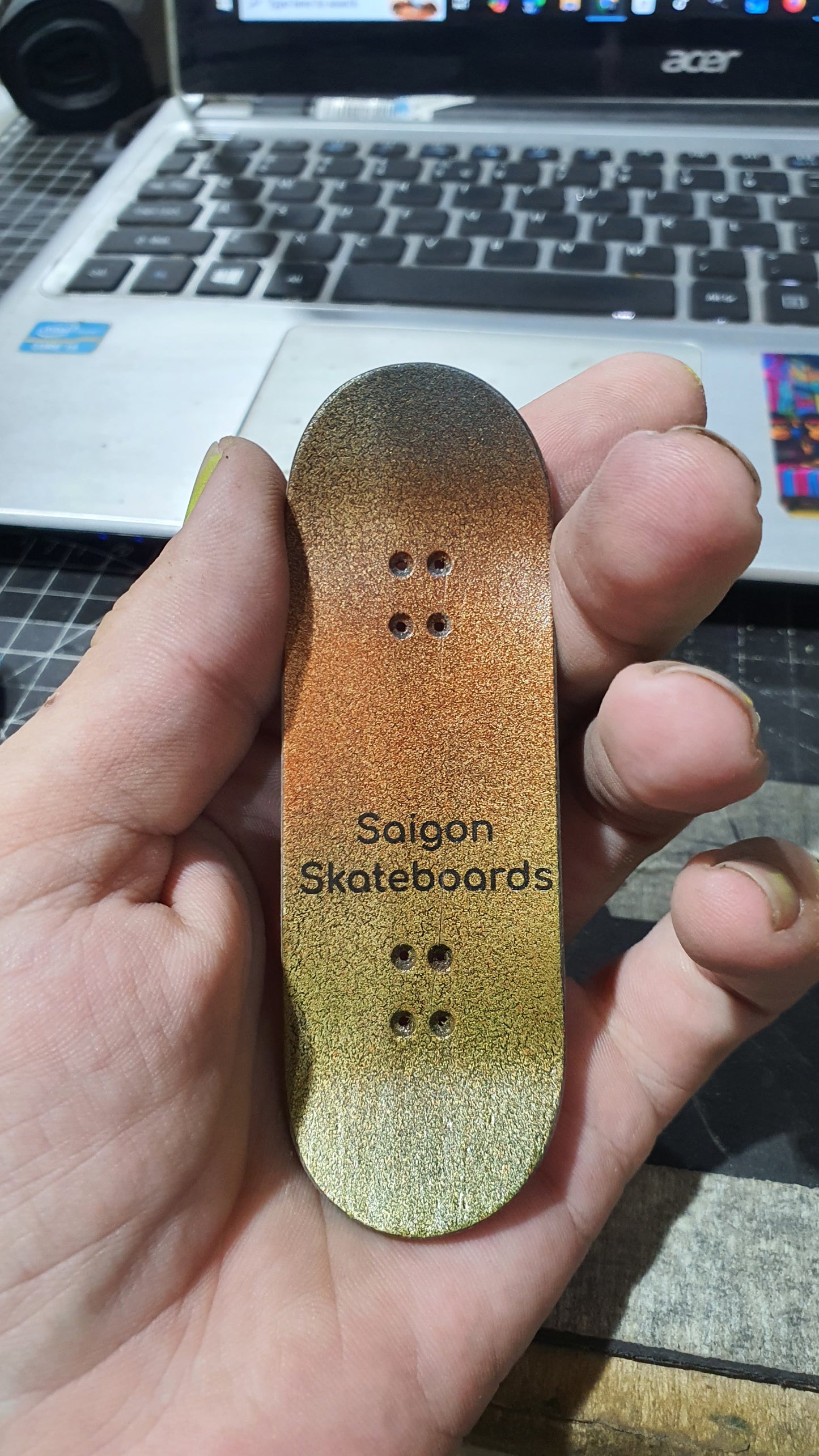 Saigon Skateboards 5-ply Canadian Maple Fingerboard 32mmx98mm Popsicle "Face"