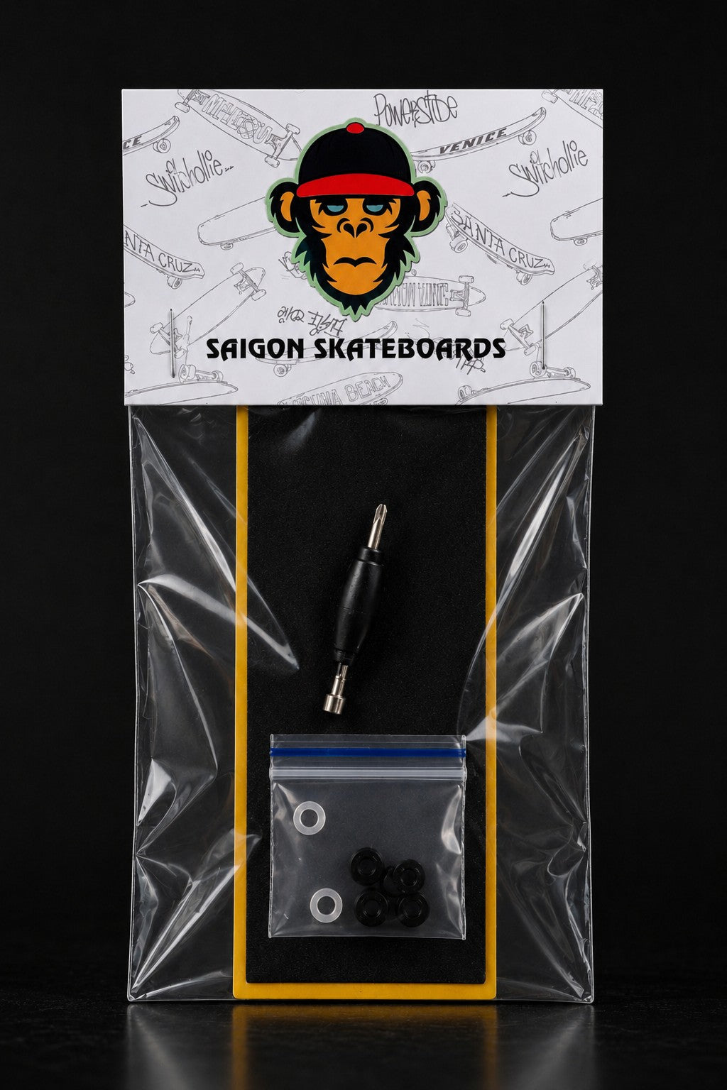 Standard Combo Fingerboard Accessories: Foam + Black Tool + 70A Bushing (Black, White and Orange)