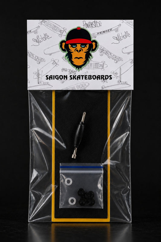Standard Combo Fingerboard Accessories: Foam + Black Tool + 70A Bushing (Black, White and Orange)