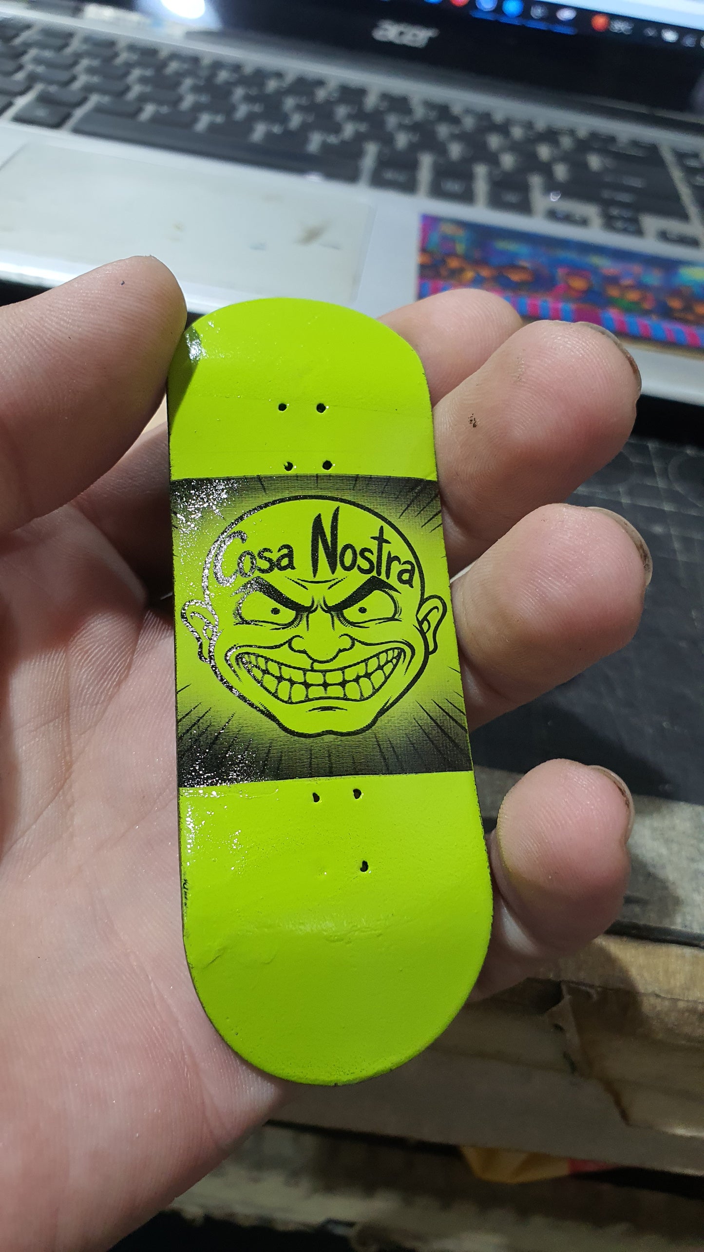 Saigon Skateboards 5-ply Canadian Maple Fingerboard 33mmx97mm Popsicle "Tattoo Face"