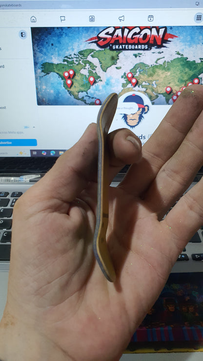 Saigon Skateboards 5-ply Canadian Maple Fingerboard 33mmx97mm Popsicle Shape Custom "office work"