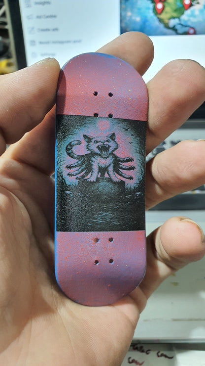Saigon Skateboards 5-ply Canadian Maple Fingerboard 33mmx97mm Popsicle Shape "Cemetary Cat"